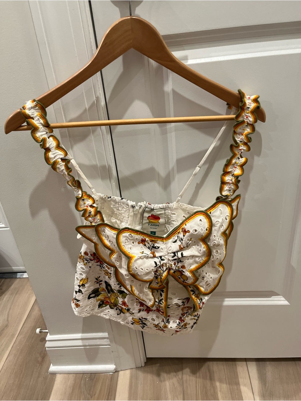 NWT Farm Rio Sleeveless Eyelet Butterfly Blouse Cami White S